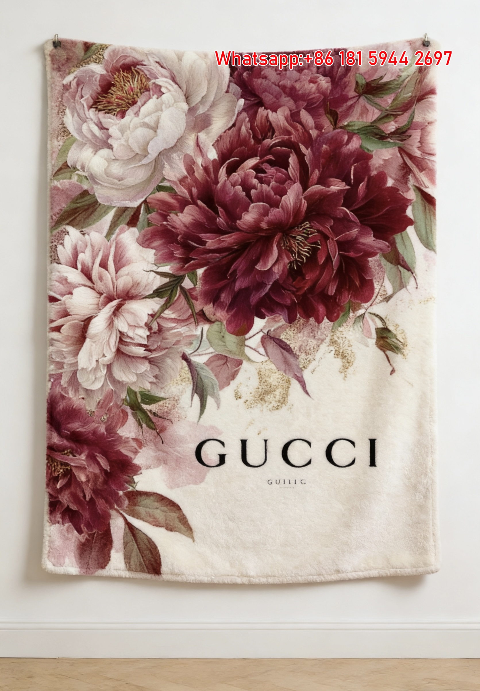 Gilded Peony Tapestry Gucci Gilded Floral Throw Blankets IMG_2783